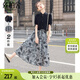 絲柏舍時(shí)尚套裝2025春夏新款女裝立領(lǐng)上衣搭高腰半身裙兩件套