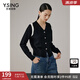 衣香麗影黑白撞色針織開(kāi)衫女新款慵懶風(fēng)羊毛上衣新復(fù)古回潮 黑色 M
