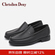 克雷斯丹尼（Chrisdien Deny）男鞋商務(wù)休閑皮鞋樂(lè)福豆豆鞋一腳蹬中年父親鞋七夕情人節(jié)禮物