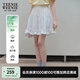 Teenie Weenie小熊女裝簡約休閑夏裝甜美花邊蓬蓬裙甜美半身裙短裙 象牙白 M