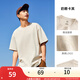 安踏【快干棉】T恤男女同款2025秋季情侶吸濕排汗LOGO寬松休閑t恤 【小logo】奶酪卡其8125-2 L /175