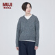 無(wú)印良品（MUJI） 女式 羊毛混紡 V領(lǐng)毛衣 長(zhǎng)袖針織衫 女裝 上衣 BA1O0A3A 炭灰色 S （155/80A）
