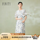 菲妮迪（FINITY）【天然真絲】連衣裙夏季新款100%桑蠶絲印花裙子女 杏底印花 L