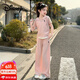 迪士尼（Disney）女童夏季套裝2025新款洋氣女大童夏裝休閑連帽短袖兒童薄款闊腿褲 粉色【套裝】 140 cm