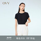 OVV2023春夏新款女裝22MM鬼縐真絲圓領短袖內搭上衣 黑色（凈色）04 M