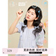 紫涵（ZIHAN）紫涵花朵泡泡袖連衣裙女2025年春夏季新款甜美減齡寬松a字娃娃裙 氧氣藍(lán) M