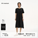 播圓領(lǐng)通勤風黑色短袖連衣裙女25夏季新款不規(guī)則長裙DDS2LD5015 K40玄黑 L