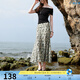三彩2025夏季新款碎花半身裙斜裁A字裙松緊腰魚(yú)尾裙浪漫長(zhǎng)裙M 霧霾藍(lán)花卉 L 165/72A