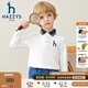 哈吉斯（HAZZYS）品牌童裝男童秋新款彈力舒適柔軟氣質(zhì)翻領(lǐng)簡約長袖POLO衫 本白 165