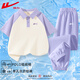 回力童裝女童夏季套裝2025新款兒童學(xué)院風(fēng)polo衫中大童短袖潮男童夏裝 淺紫/H回力勾紫K-紫/H白回力小K 140