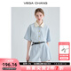VEGA CHANG工裝連體短褲女夏2025新款小個(gè)子顯瘦高級(jí)感連身衣褲 藍(lán)色 M