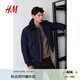 H&M男裝夾克秋季標(biāo)準(zhǔn)版型底特律時(shí)尚有領(lǐng)飛行員拉鏈外套1251882 海軍藍(lán) 180/124 XXL