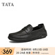 他她（TATA）一腳蹬透氣豆豆鞋男士懶人英倫皮鞋男鞋夏季新款QGE01BM5 黑色 41