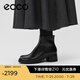 愛步（ECCO）靴子女 女鞋冬季牛皮短靴粗跟保暖女靴 雕塑222413 黑色22241301001 38 （尺碼偏小，建議拍大一碼）