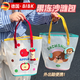 BIBK德國手提包女卡通果凍沙灘包可愛透明防水大容量旅行手提袋單肩包 桶形-蘋果+公仔掛件