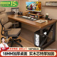 全品屋實木電腦桌雙人書桌辦公桌工作臺學生臺式電競桌160CM