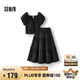 森馬（Semir）套裝女大圓領(lǐng)短上衣木耳邊蛋糕裙2025夏季肌理兩件套109325117003