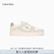 Calvin KleinJeans【七夕禮物】25春夏男士ck撞色皮革拼接運動鞋板鞋ZM03084 0GB-淺卡其/復古白 45