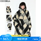 COCOBELLA格紋長(zhǎng)毛絨加厚毛呢外套女秋冬設(shè)計(jì)感圍巾大衣WL59 淺卡黑格 S