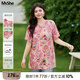 MsShe【新中式提花長款小衫】大碼女裝2025夏裝胖mm盤扣開叉上衣 【立領(lǐng)】杜鵑粉色現(xiàn)貨 4XL