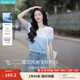 茵曼丁達(dá)爾漸變色圓領(lǐng)針織衫短袖T恤女裝2025年夏季新款上衣 藍(lán)白條（優(yōu)先發(fā)貨）【好評返現(xiàn)】 M