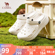 駱駝（CAMEL）洞洞鞋女簡約休閑增高厚底涼拖鞋 L25M071022 米白  37-38 