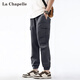 拉夏貝爾（La Chapelle）工裝休閑褲男女同款潮流寬松運(yùn)動情侶束腳速干長褲子 灰色 2XL