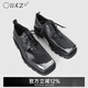 幻象者原創(chuàng)設(shè)計(jì)厚底增高方頭皮鞋男休閑低幫真皮德比鞋夏季男士高端皮鞋 黑色 42