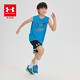 安德瑪（Under Armour）童裝男童吸濕速干針織運動(dòng)背心兒童籃球服訓練上衣 電光藍 140 【尺碼偏小，按正常拍大一碼】