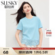 熙世界sllsky2025夏季新款蕾絲下擺拼接白色T恤女短袖涼感正肩圓領(lǐng)上衣 冰川湖藍(lán) XL