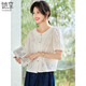 她享鏤空繡短袖襯衫女純棉繡花襯衣寬松減齡泡泡袖上衣小衫女T52S087