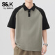 班尼路（Baleno）S&K短袖t恤男士2026夏季感撞色拼接polo衫男生翻領(lǐng)半袖體恤 黑色 M 105-125斤