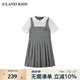 E·LAND KIDS海鹽少衣戀女童連衣裙25年夏季學院風娃娃領百褶 Grey灰色/15 140 cm