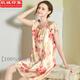 杭城印象新品100%桑蠶絲睡裙女士夏季真絲睡衣女短袖大碼薄款絲綢家居服女 花開(kāi)富貴 均碼 （90-168斤）