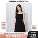 UR2025夏季新款女裝休閑系帶超短款修身吊帶連衣裙UYV750059 正黑 (偏短) S