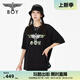 BOY LONDON【幽影蝠靈】男女同款夏季印花圓領(lǐng)休閑短袖T恤N01022 黑色 M
