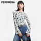 VEROMODA T恤女2025夏季新款高街潮流抽繩蝴蝶印花長(cháng)袖薄紗上衣325302001