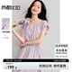 尚都比拉純棉后背鏤空一字帶花苞袖連衣裙女夏季領(lǐng)口碎褶小白裙顯瘦中長裙