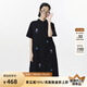 幻走（MOVEUP）2025夏季新款.FUN系列純棉圓角領(lǐng)繡花休閑梭織連衣裙 夜黑 M