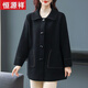 恒源祥加肥加大碼胖mm秋冬雙面羊絨大衣中長(cháng)版寬松毛呢外套中老年媽媽裝 黑色 3XL (建議體重140-160斤)