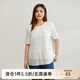 纖莉秀大碼女裝顯瘦圓領(lǐng)T恤設(shè)計(jì)感荷葉邊減齡上衣胖mm秋新款0249 米白色 3XL