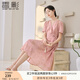 香影新中式輕國(guó)風(fēng)連衣裙女2025夏裝新款溫柔風(fēng)淑女高腰粉色v領(lǐng)裙 粉紅 M 160/84A/95-110斤