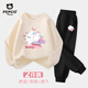 小豬班納女童套裝春秋季2025款小女孩時(shí)尚洋氣圓領(lǐng)衛(wèi)衣兒童秋裝衛(wèi)褲兩件套