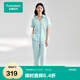 全棉時代[送女友]睡衣女短袖短褲情侶家居服套裝雙層紗布柔軟透氣
