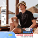 哈吉斯（HAZZYS）男女裝 2025夏季新款【情侶款】圓領(lǐng)上衣簡(jiǎn)約純色百搭短袖T恤 黑色BK -男款 2XL （185/104A 52） 男