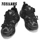 Tcellars鞋子男老爹鞋夏季新款休閑網(wǎng)面鞋輕便軟底透氣面包鞋潮流運動男鞋 玄清黑 單層 40