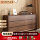 雷勒（rayle）全實(shí)木超薄斗柜黑胡桃色五斗臥室靠墻床尾極窄抽屜收納儲物置物柜 品宣t709-9九斗整裝160*30*77CM