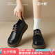 ZHR英倫單鞋女厚底樂福鞋復(fù)古拼色軟底女鞋子日系帶皮鞋JF192黑色38