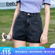百圖betu女裝夏季新款牛仔褲高腰百搭顯瘦多色牛仔短褲女2305T54 深灰 L