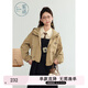 紫涵（ZIHAN）紫涵大口袋連帽短外套女秋季復(fù)古學(xué)院風寬松休閑拉鏈上衣 淺咖 M